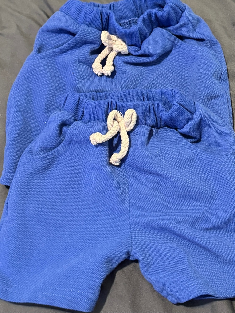 2 Amazon Royal Blue Knit Drawstring Kids Shorts - Rope Tie